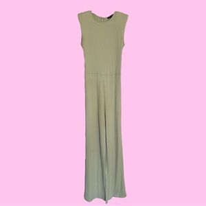 Shinestar Ribbed Sleeveless Jumpsuit in Sage